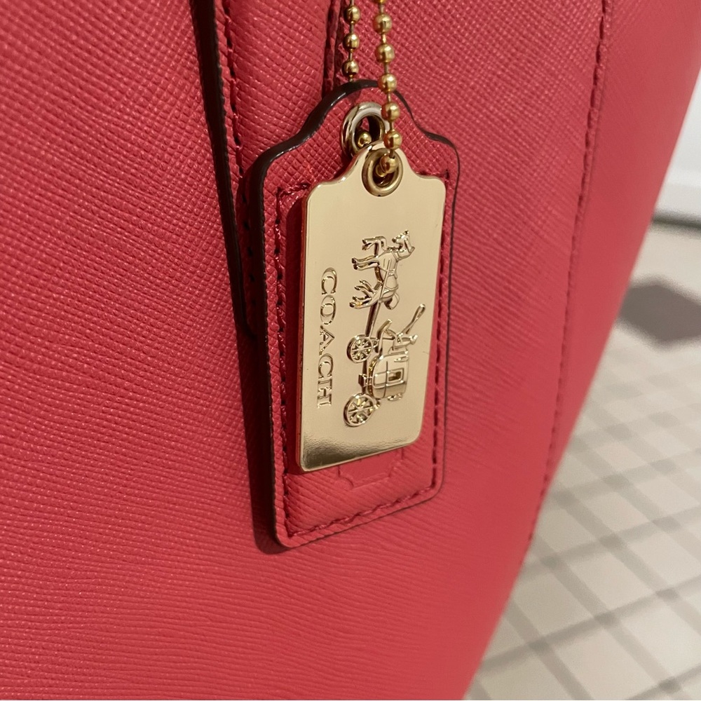 Coach Madison East West Saffiano Leather Tote, Pink with Gold Hardware - Picture 6 of 17
